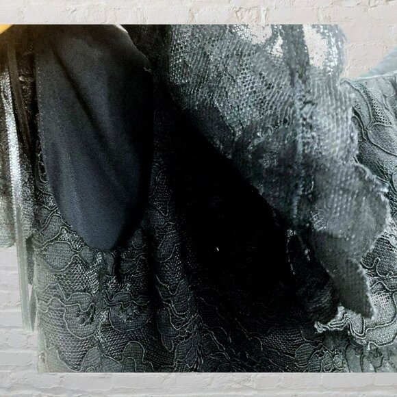 Rebecca Taylor Off Shoulder Lace Black Top Size 8 NWOT - Picture 8 of 13
